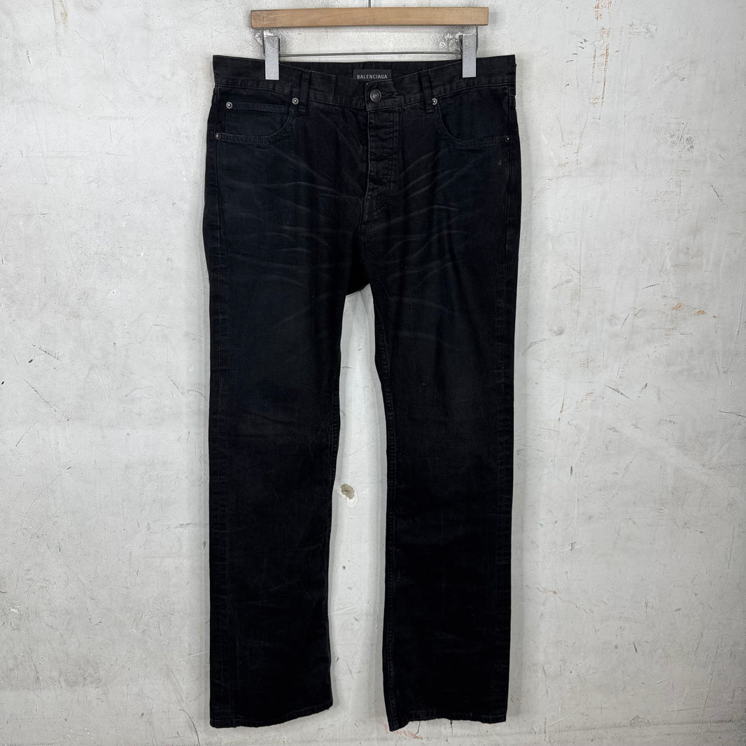 Balenciaga Black Whiskered Flare Jeans