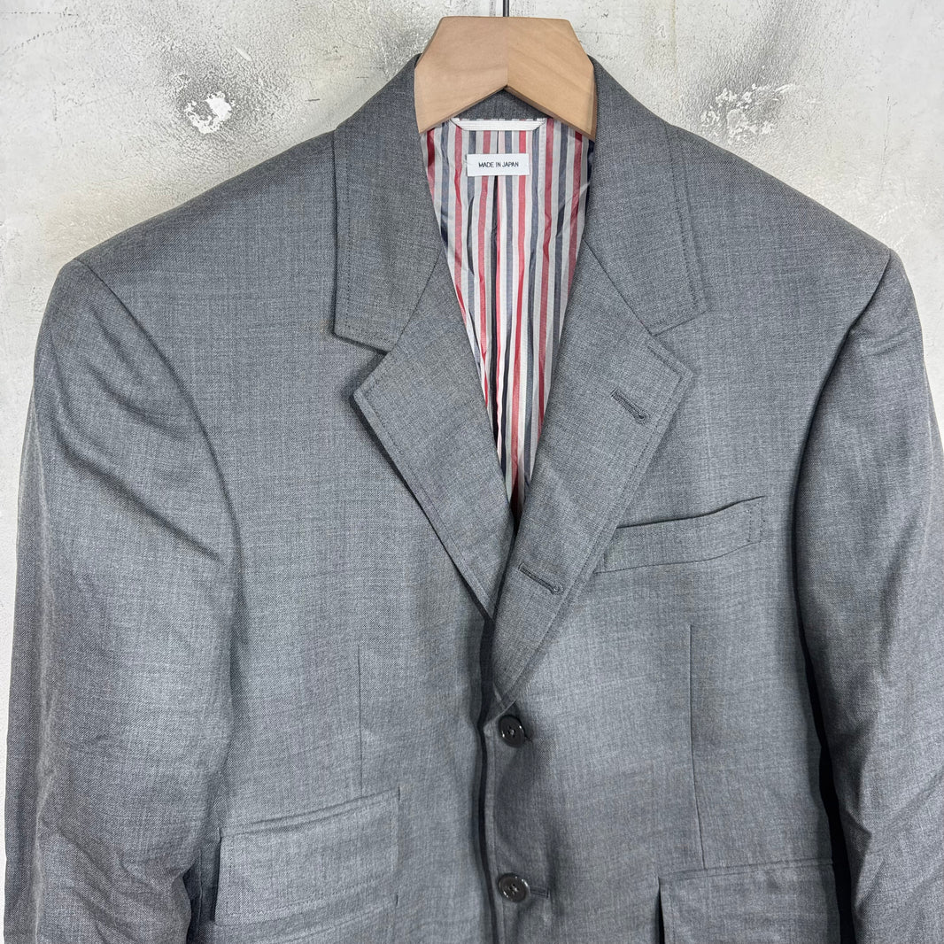 Thom Browne Light Grey Stripe Lining Blazer