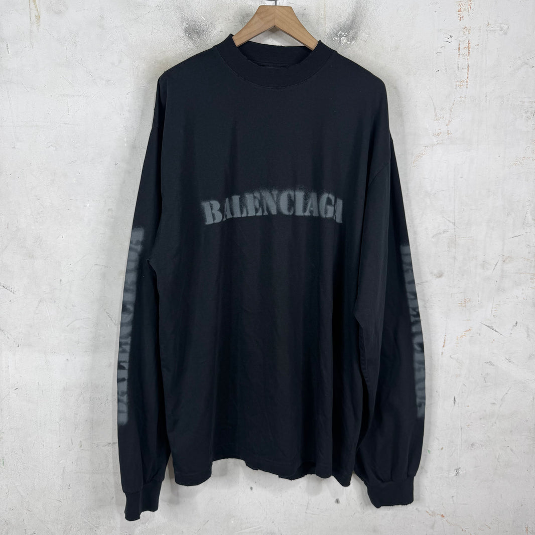 Balenciaga Sprayed Logo L/S T-Shirt