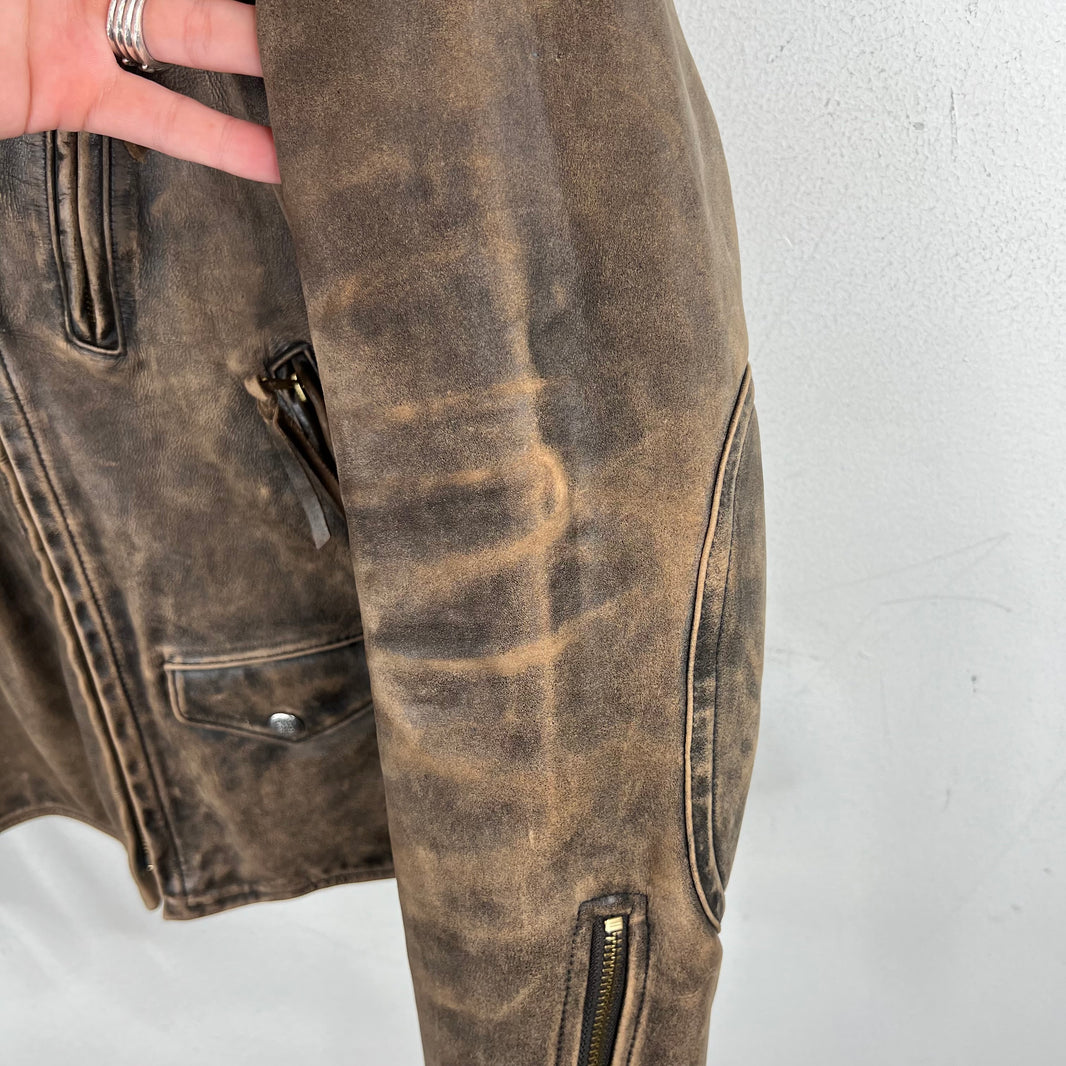 RRL Distressed Moto Leather Cowhide Jacket