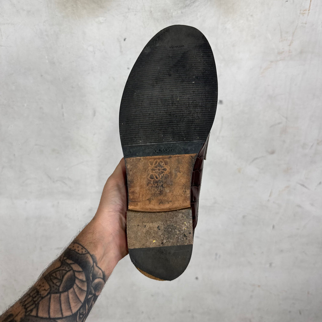 Loewe Faux Croc Penny Loafers