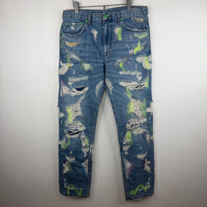 Endless Denim Blue Embroidered Distressed Jeans