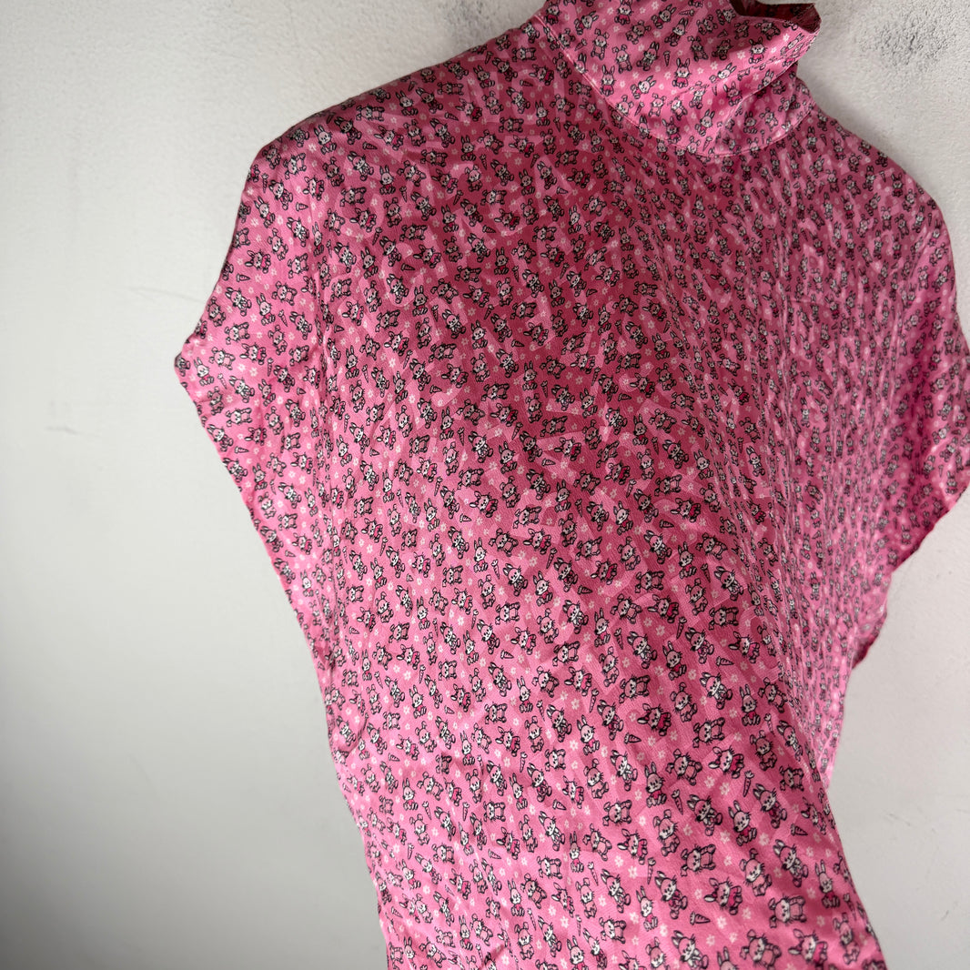 Balenciaga Sample AOP Bunny Hidden Logo Sleeveless SIlk T-Shirt