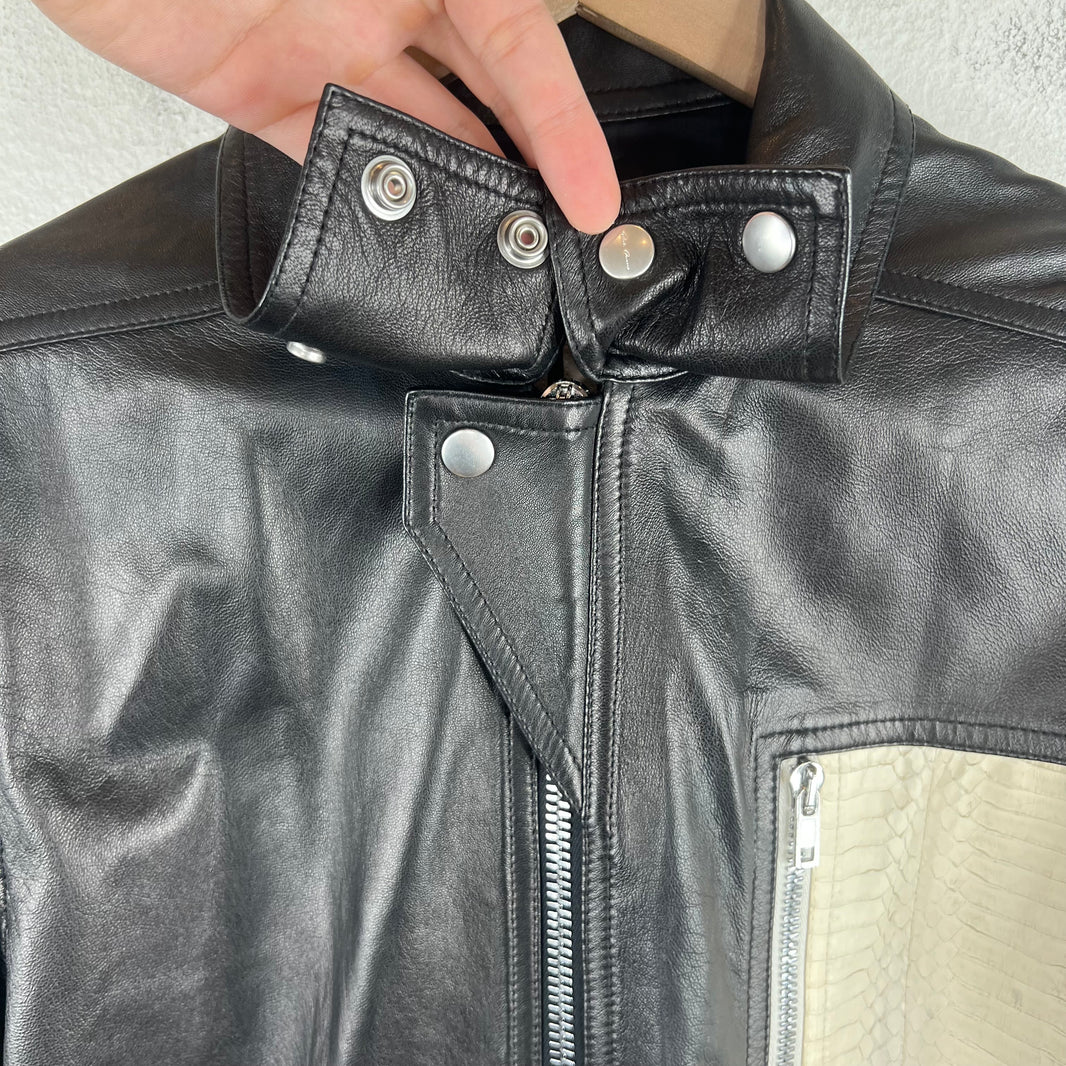Rick Owens Black Python Leather Moto Jacket