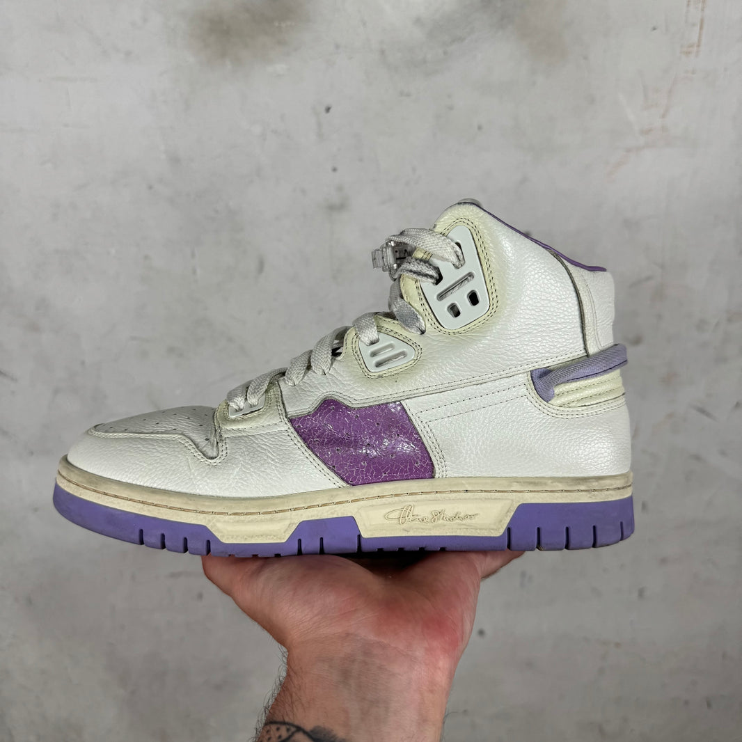 Acne Studios White/ Purple Leather Basketball Sneakers