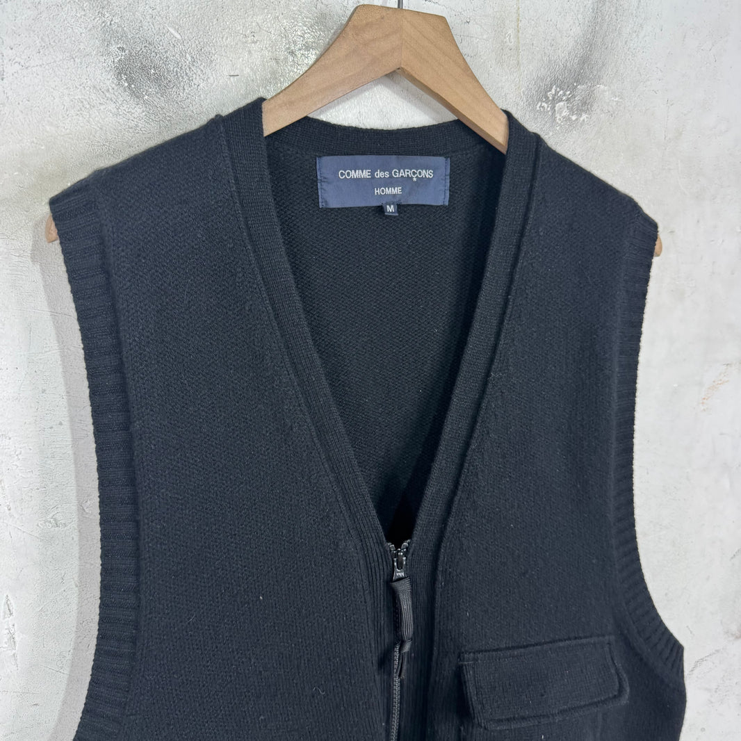 CDG Homme Wool Knit Zipped Utility Vest