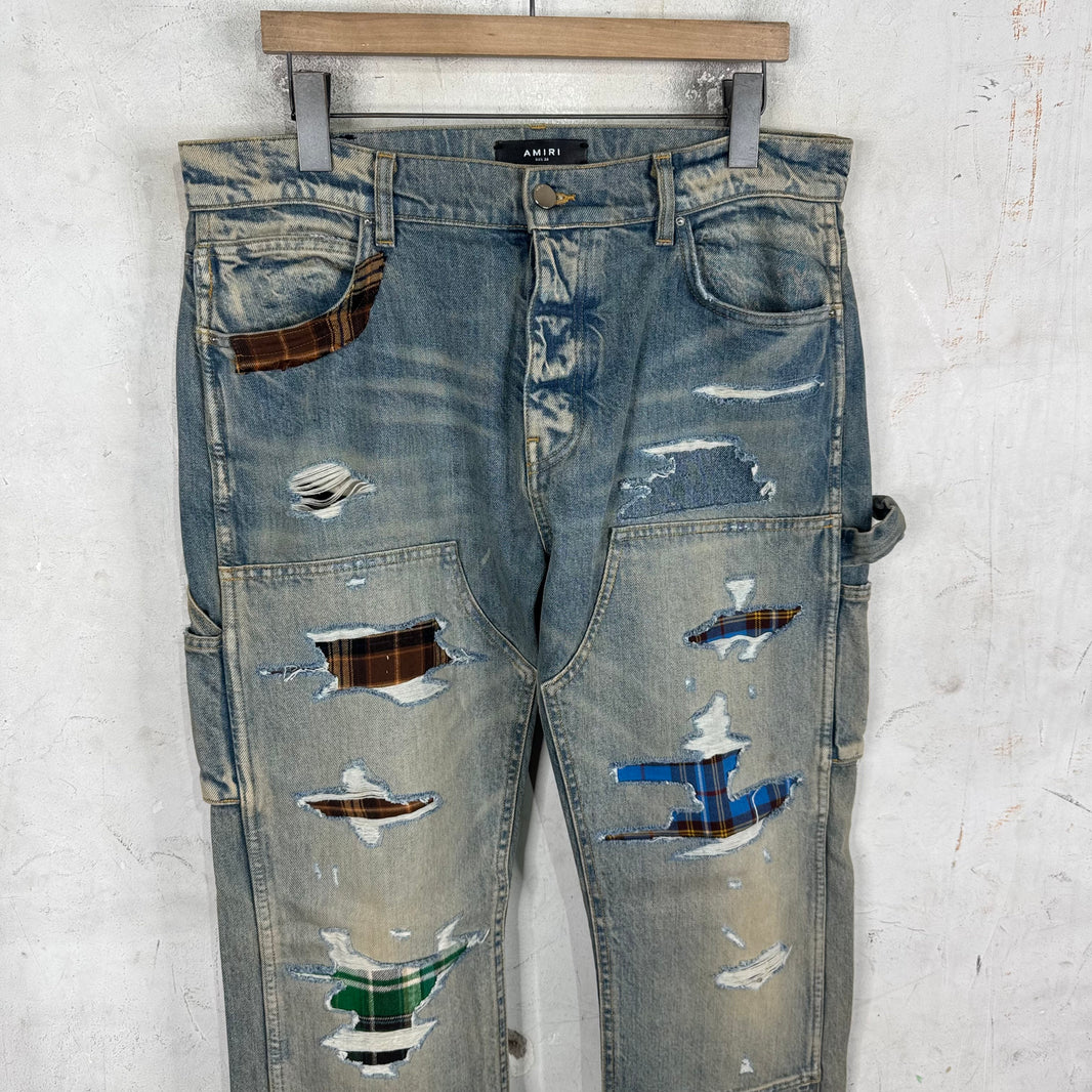 Amiri Lightwash Patched Carpenter Jeans