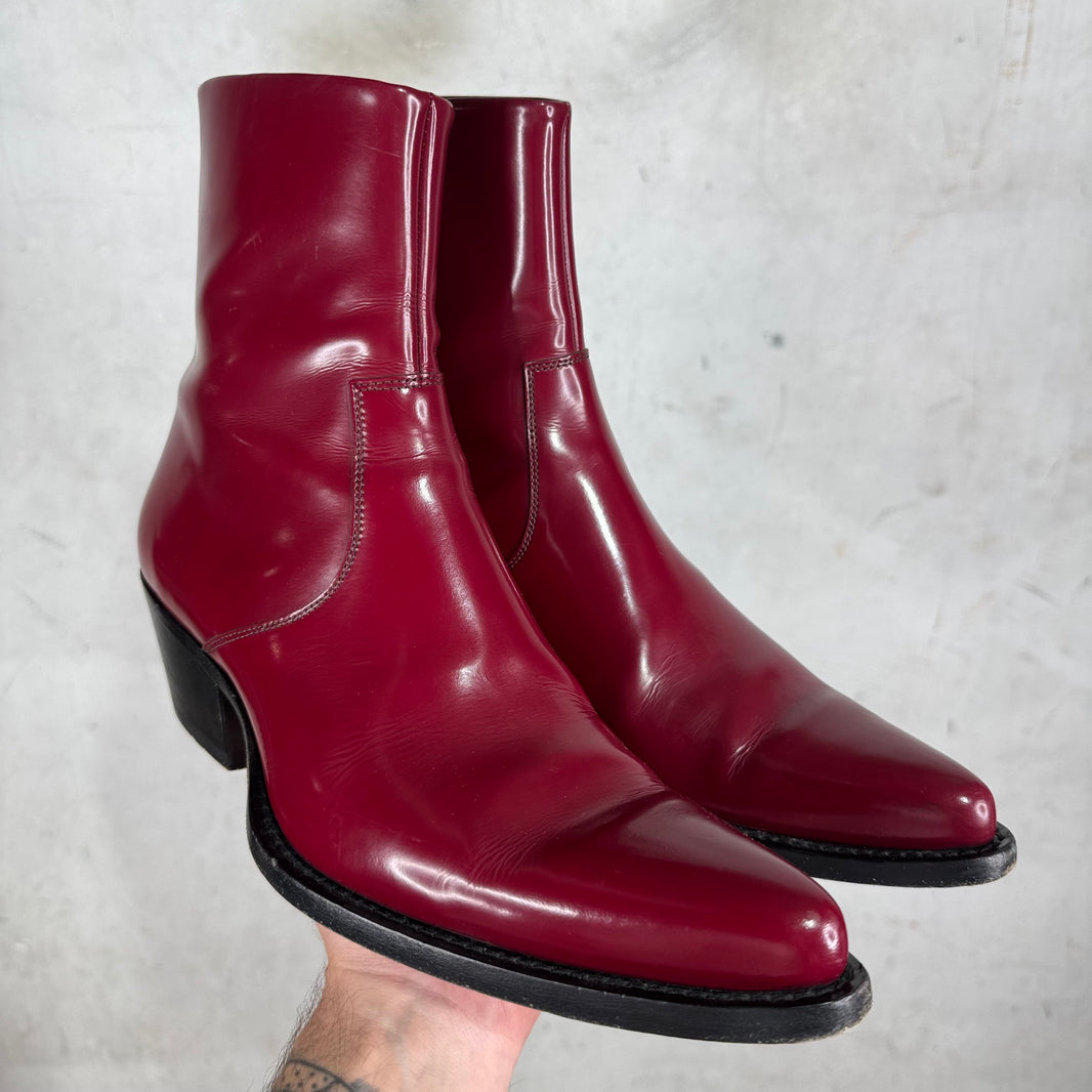 Calvin Klein 205W39NYC Maroon Patent Western Boots
