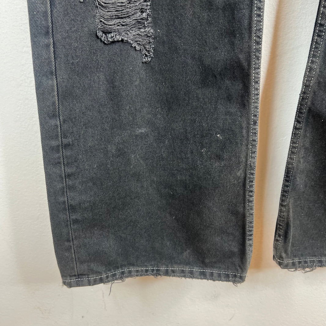 Balenciaga Distressed Black Straight Leg Jeans