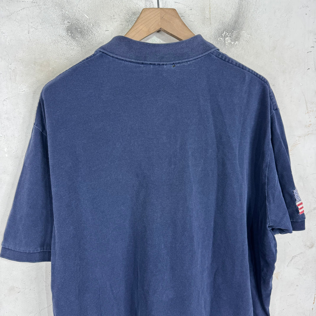 Ralph Lauren Distressed Navy/Red USA Sleeve Pony Polo