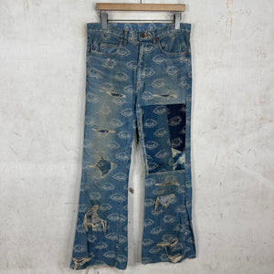 Kapital Speakeasy Patched Flare Jeans