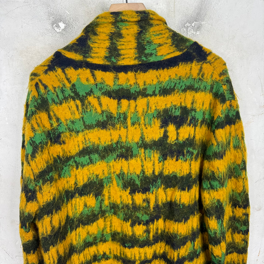 Saint Laurent Shaggy Patterned Double Breasted Cardigan