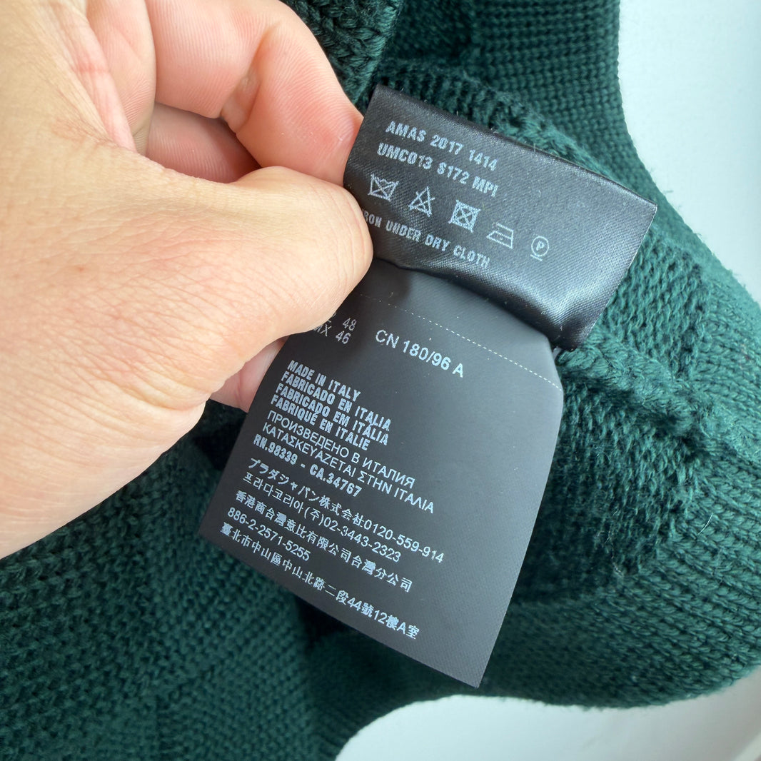 Prada Green Sleeve Stripe Knit Cardigan