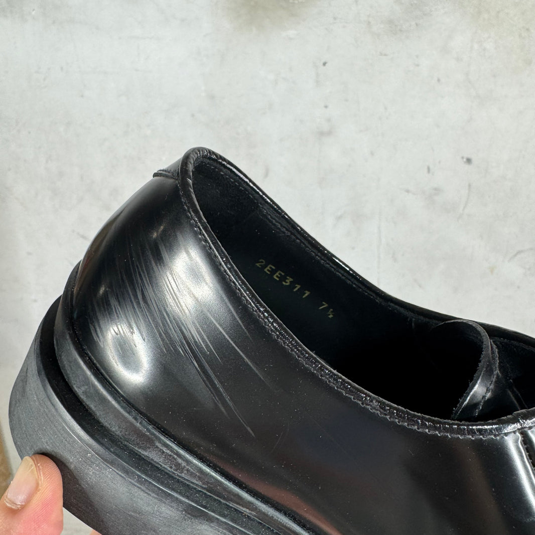 Prada Leather Flat Platform Sole Derbys