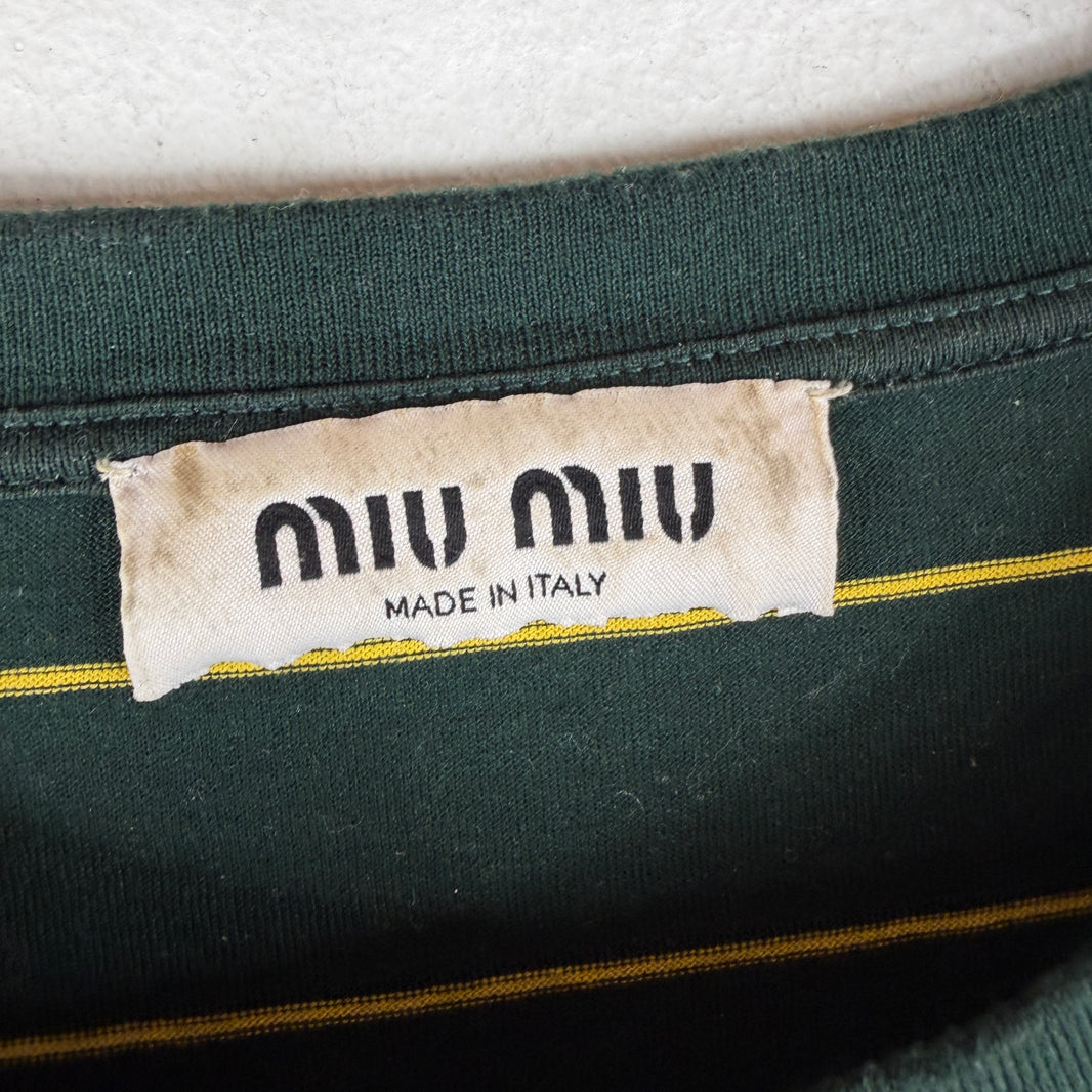Miu Miu Green Striped L/S T-Shirt