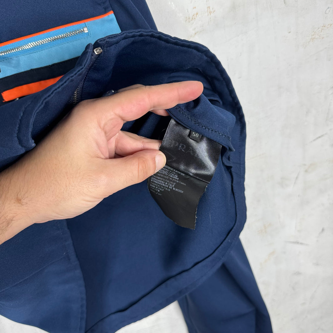 Prada Blue Colorblocked Zip Work Jacket