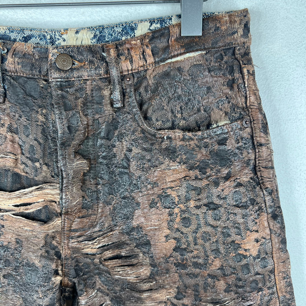 Acne Studios Roman Distressed Waxed Denim Shorts