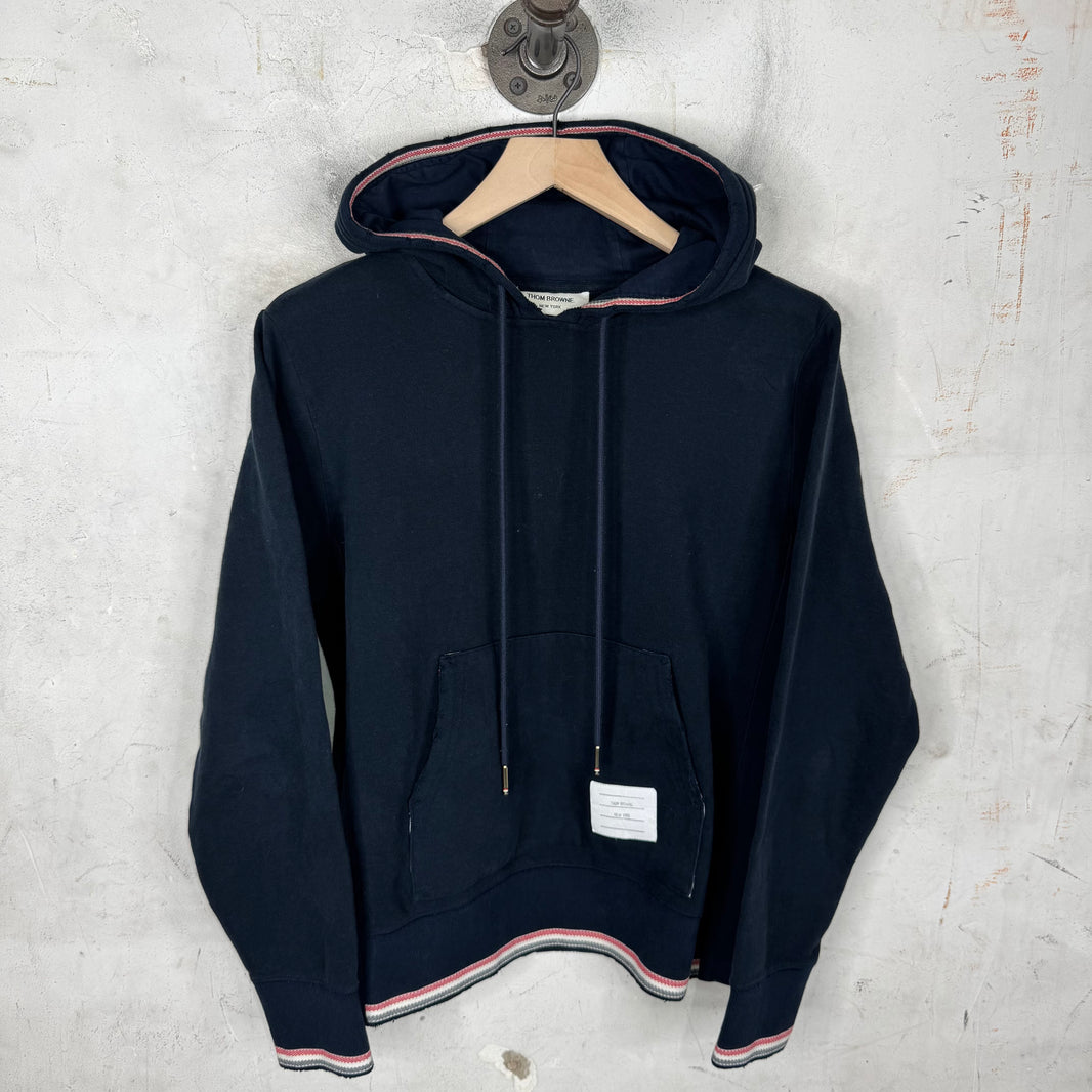 Thom Browne Navy Distressed Hit Hoodie