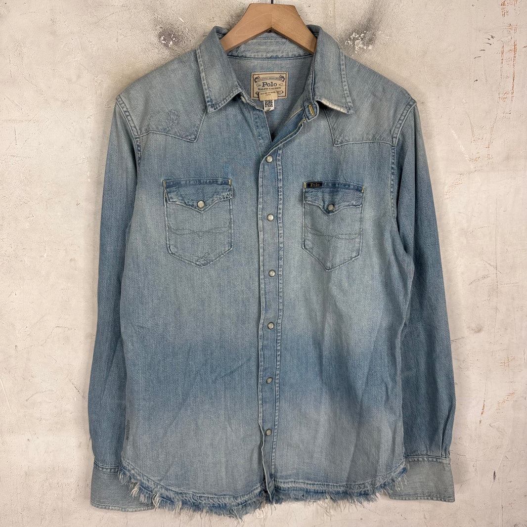 Ralph Lauren Lightwash Distressed Western Denim Shirt