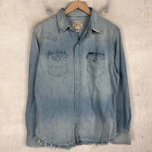 Ralph Lauren Lightwash Distressed Western Denim Shirt