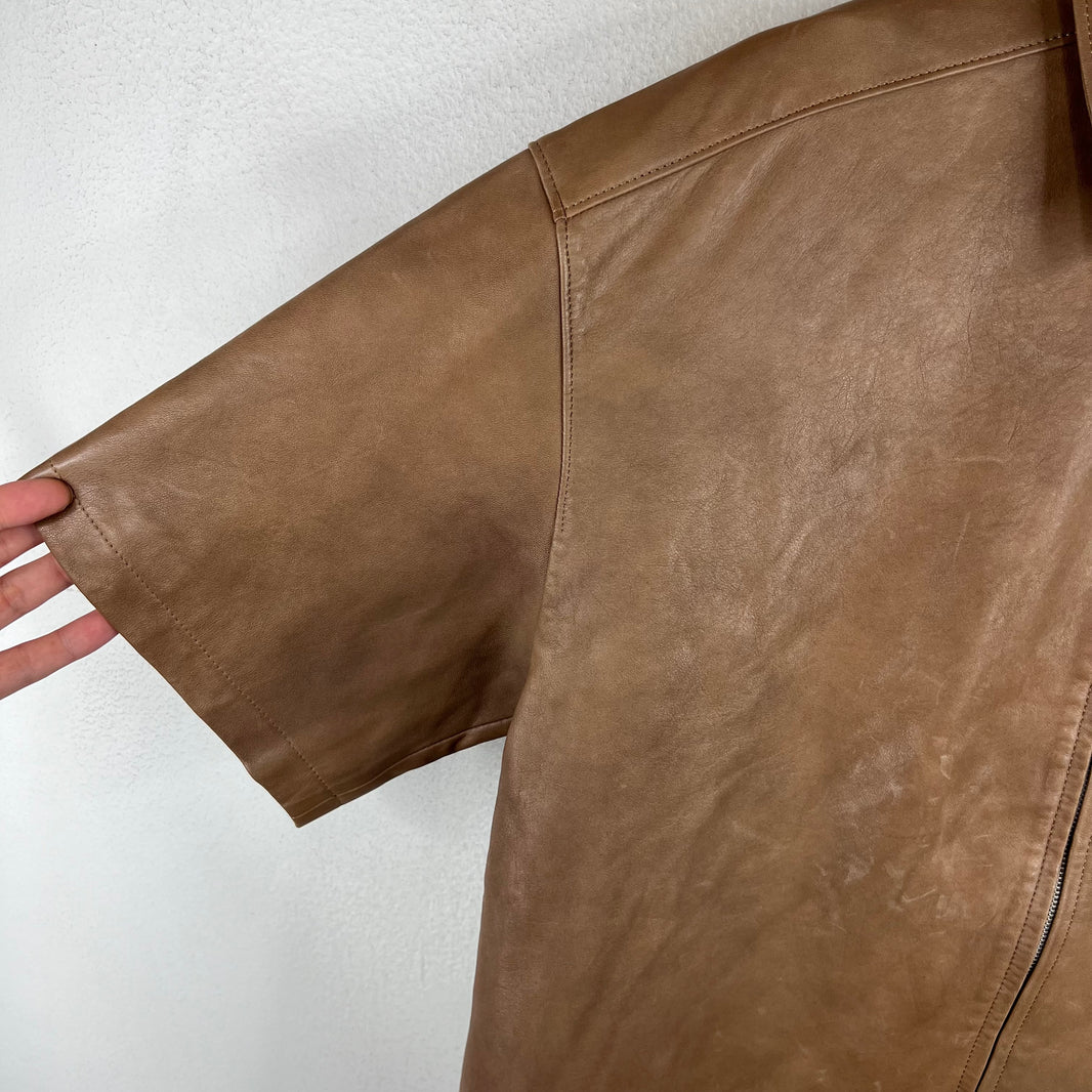 Prada Brown Nappa Lambskin Zip Shirt
