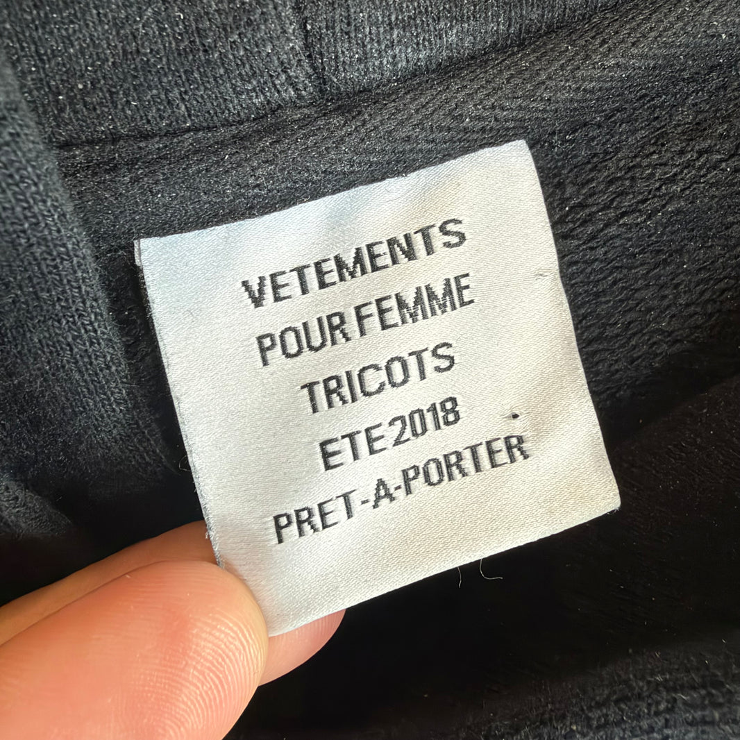 Vetements Cropped Long Washtag Hoodie