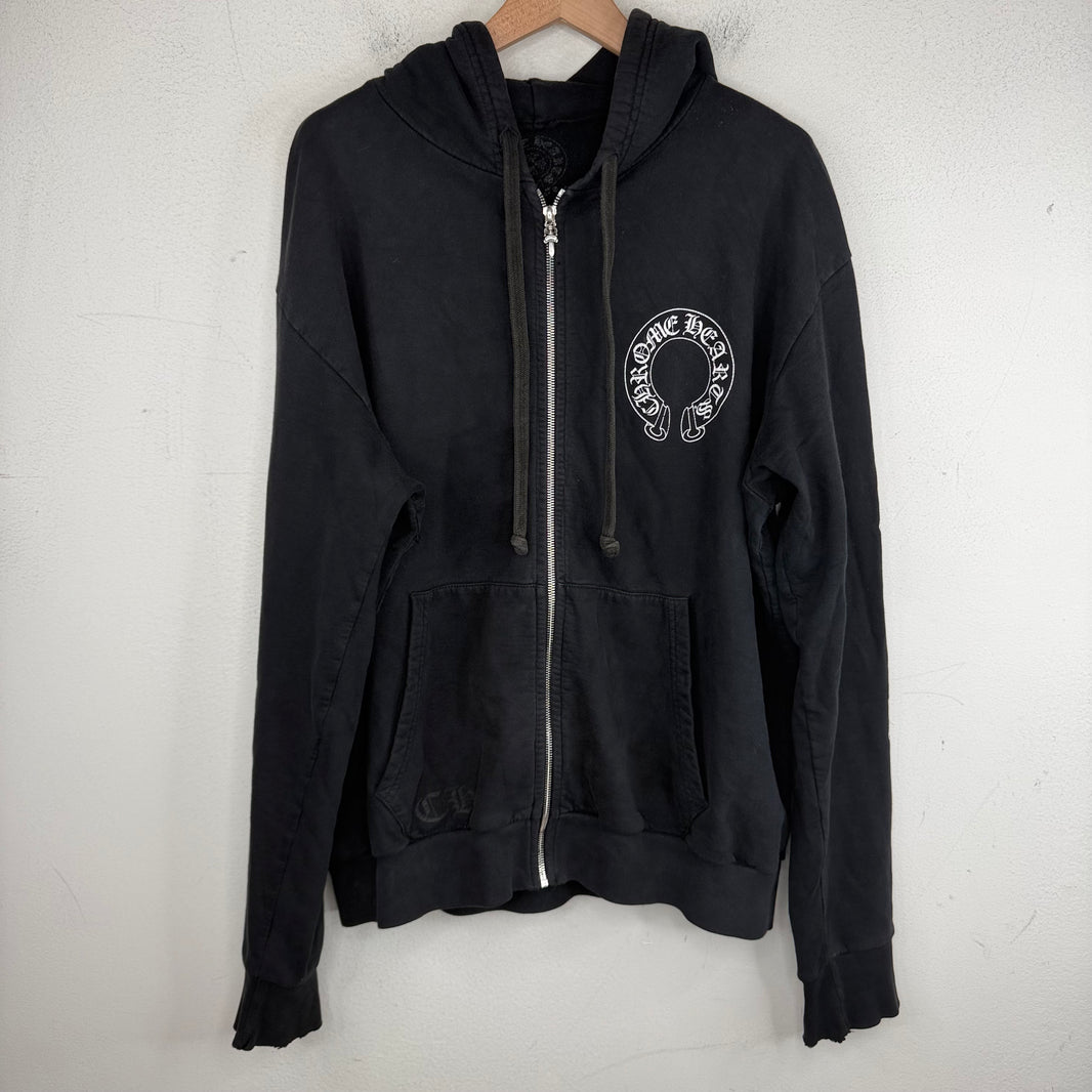 Chrome Hearts Smoked Horseshoe Fleur Zip-Up Hoodie