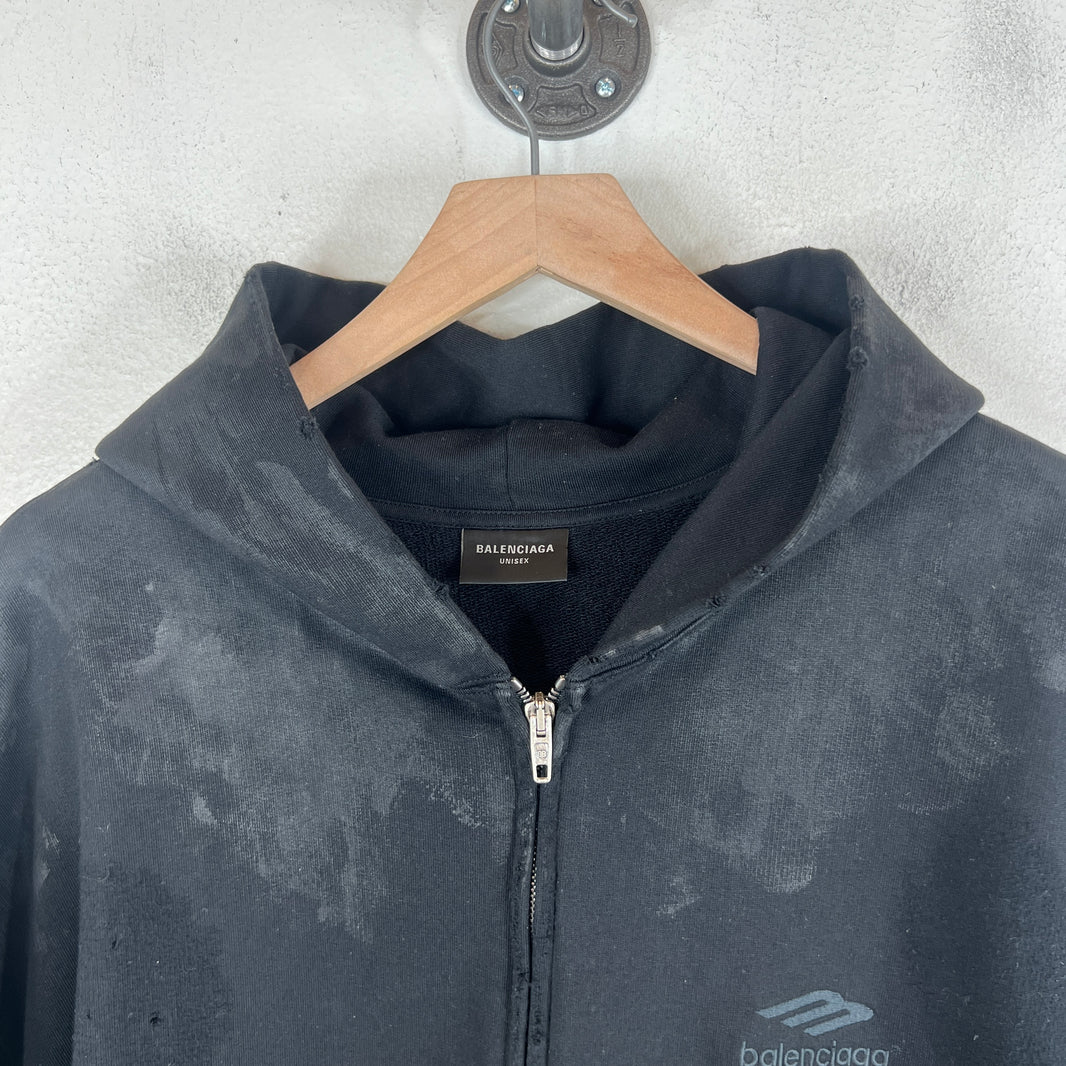 Balenciaga 3B Heavy Metal Logo Zip Hoodie