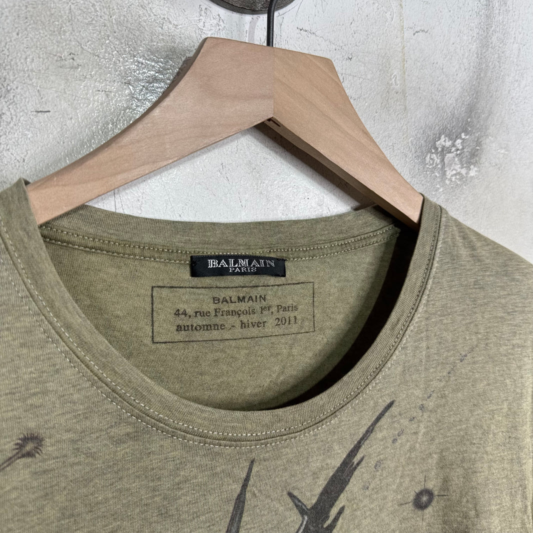 Balmain Olive Wolf T-Shirt