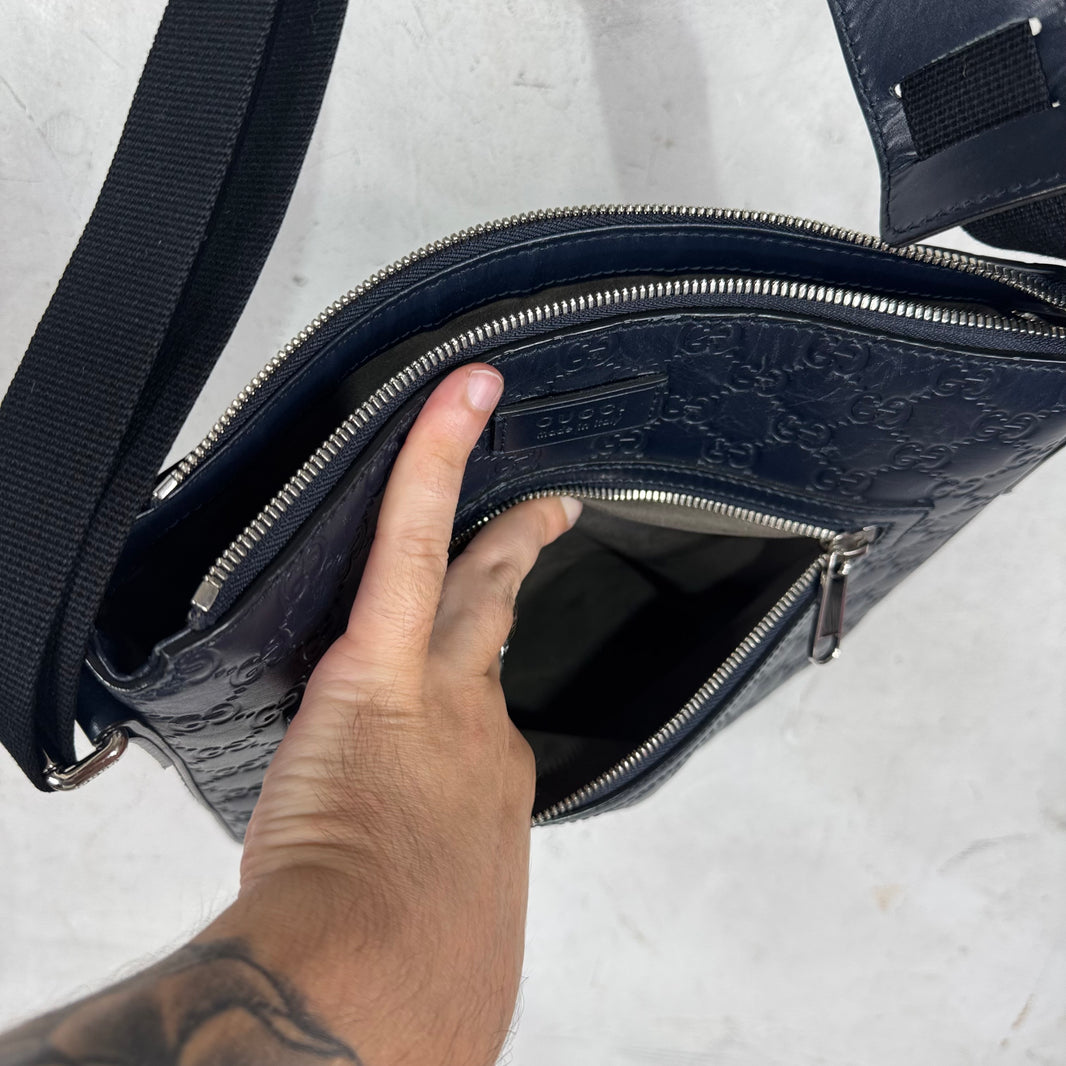 Gucci Monogram Embossed Messenger Bag