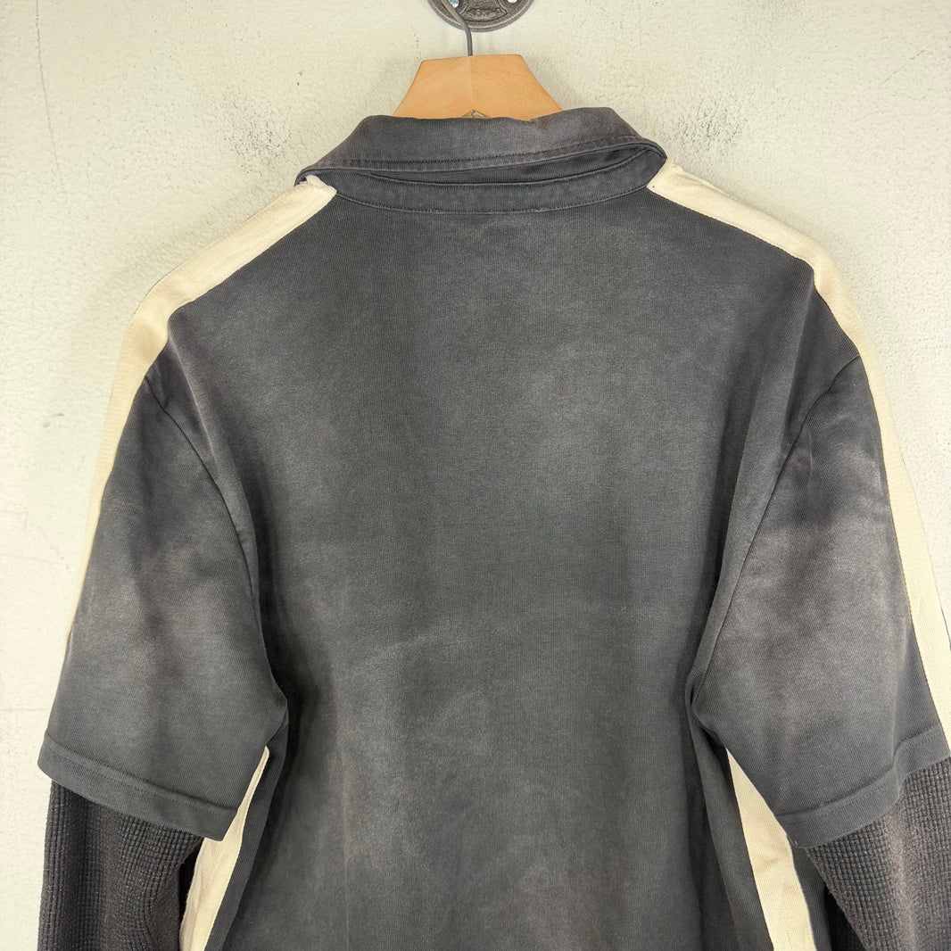 424 Black Washed Double Layer Polo T-Shirt