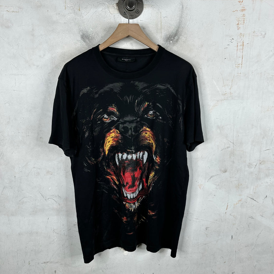 Givenchy Painted Black Rottweiler T-Shirt
