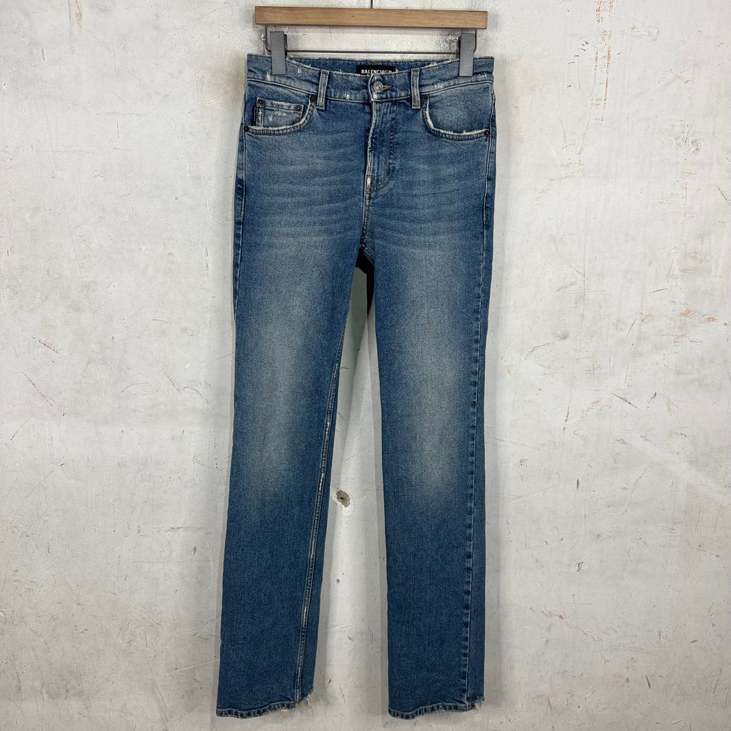 Balenciaga Medium Wash Distressed Skinny Jeans