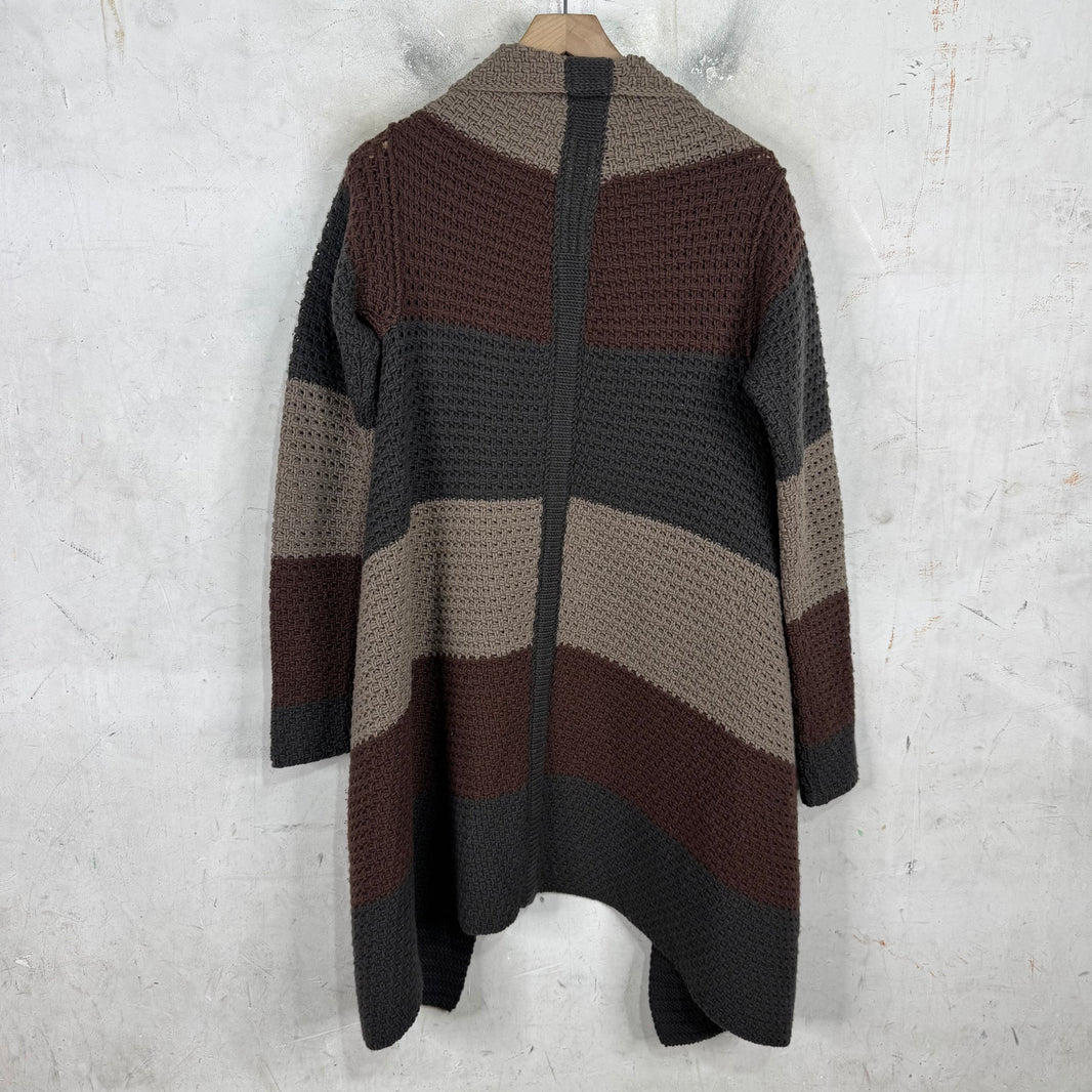 Rick Owens Mastadon Knitted Color Blocked Poncho