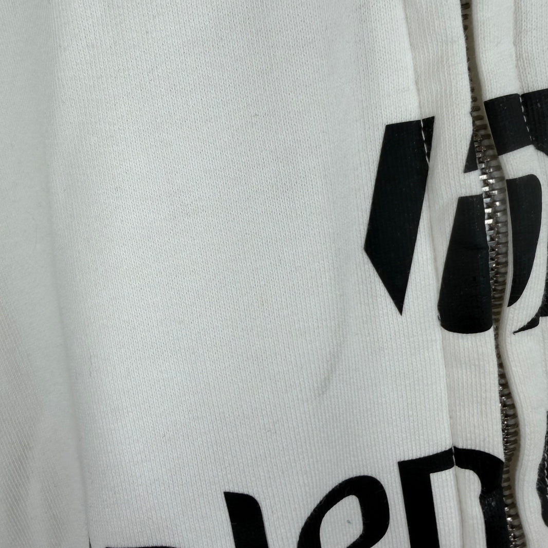Balenciaga White Soccer Crest Zip Up Hoodie