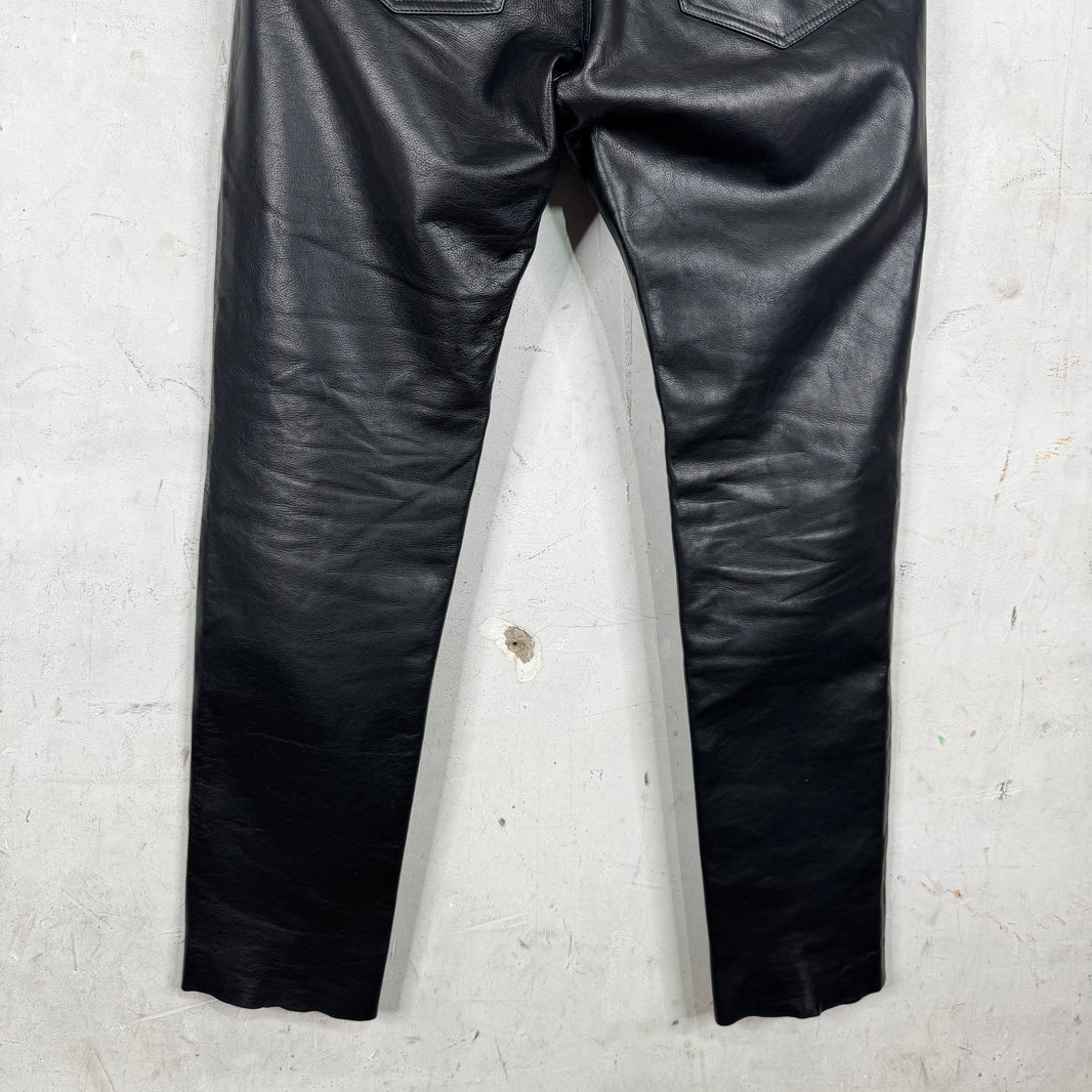 424 Leather Denim Pants