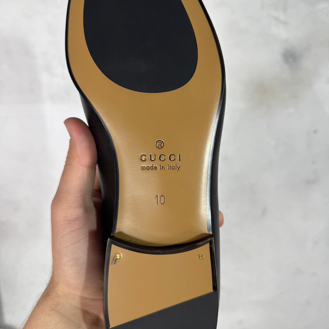 Gucci Leather HorseBit Loafers