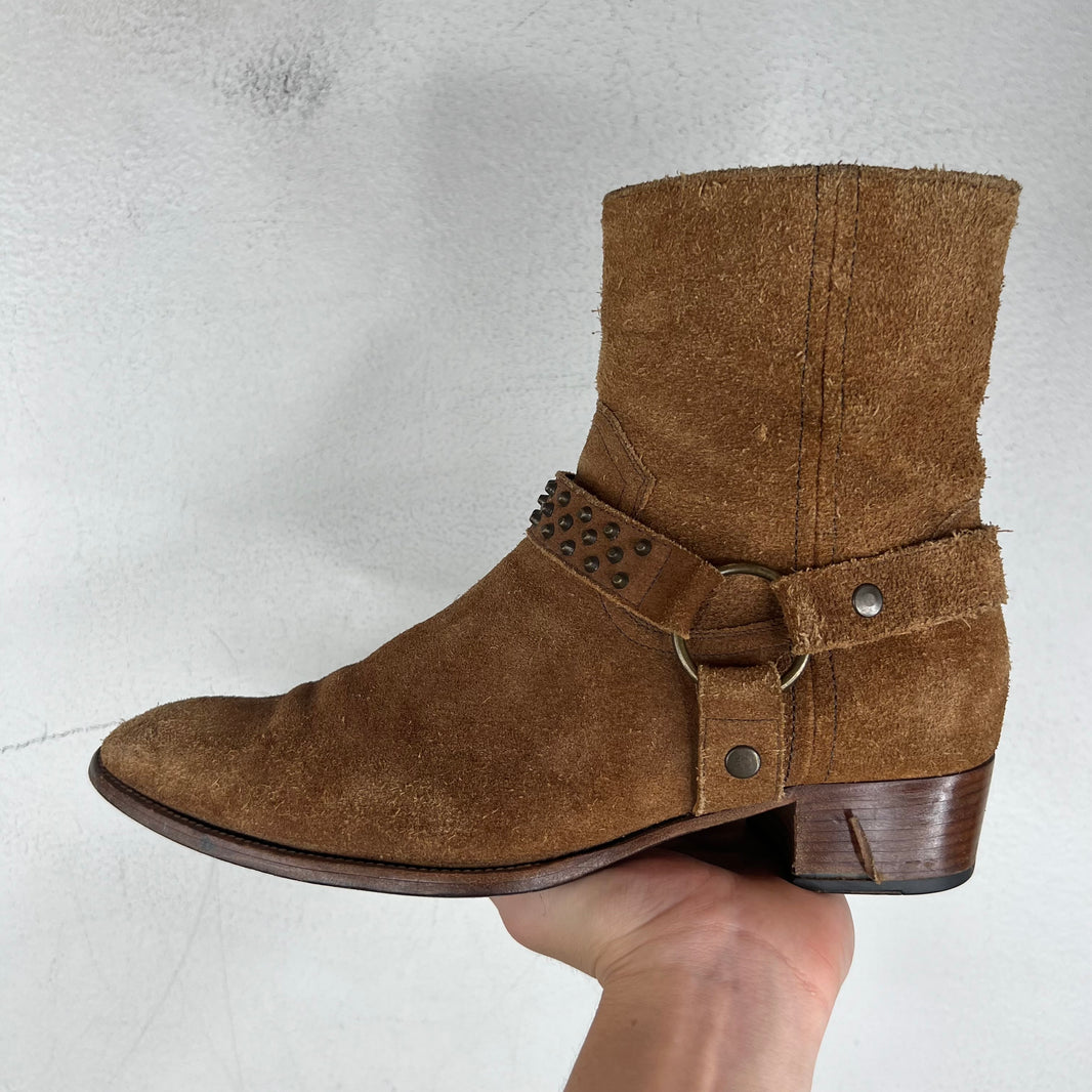 Saint Laurent Studded Suede Wyatt Boots