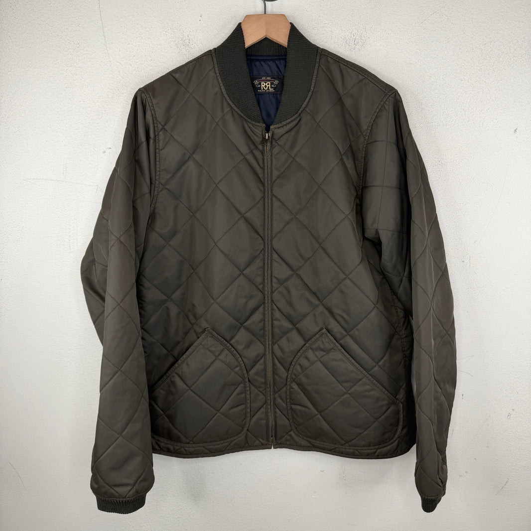 RRL Gray Quilted Bomber Jacket