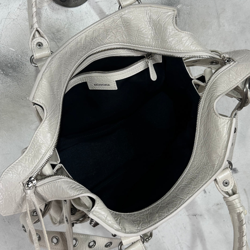 Balenciaga White Lambskin City Bag