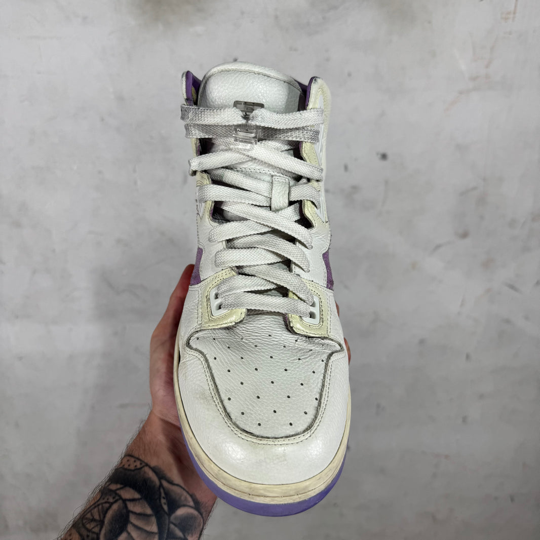 Acne Studios White/ Purple Leather Basketball Sneakers