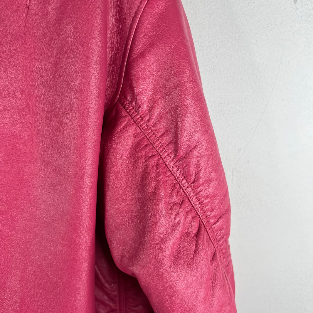 Prada Pink Oversized Nappa Leather Bomber Jacket