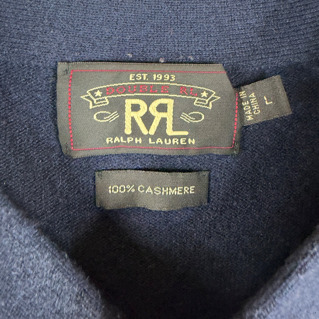 RRL Navy V-Neck Cashmere Sweater