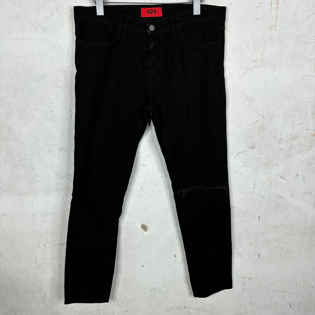 424 Black Straight Jeans