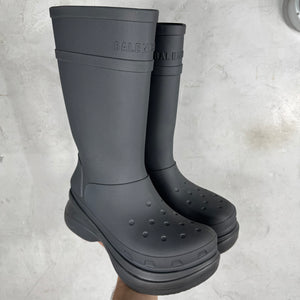 Balenciaga Rubber Grey Croc Boots