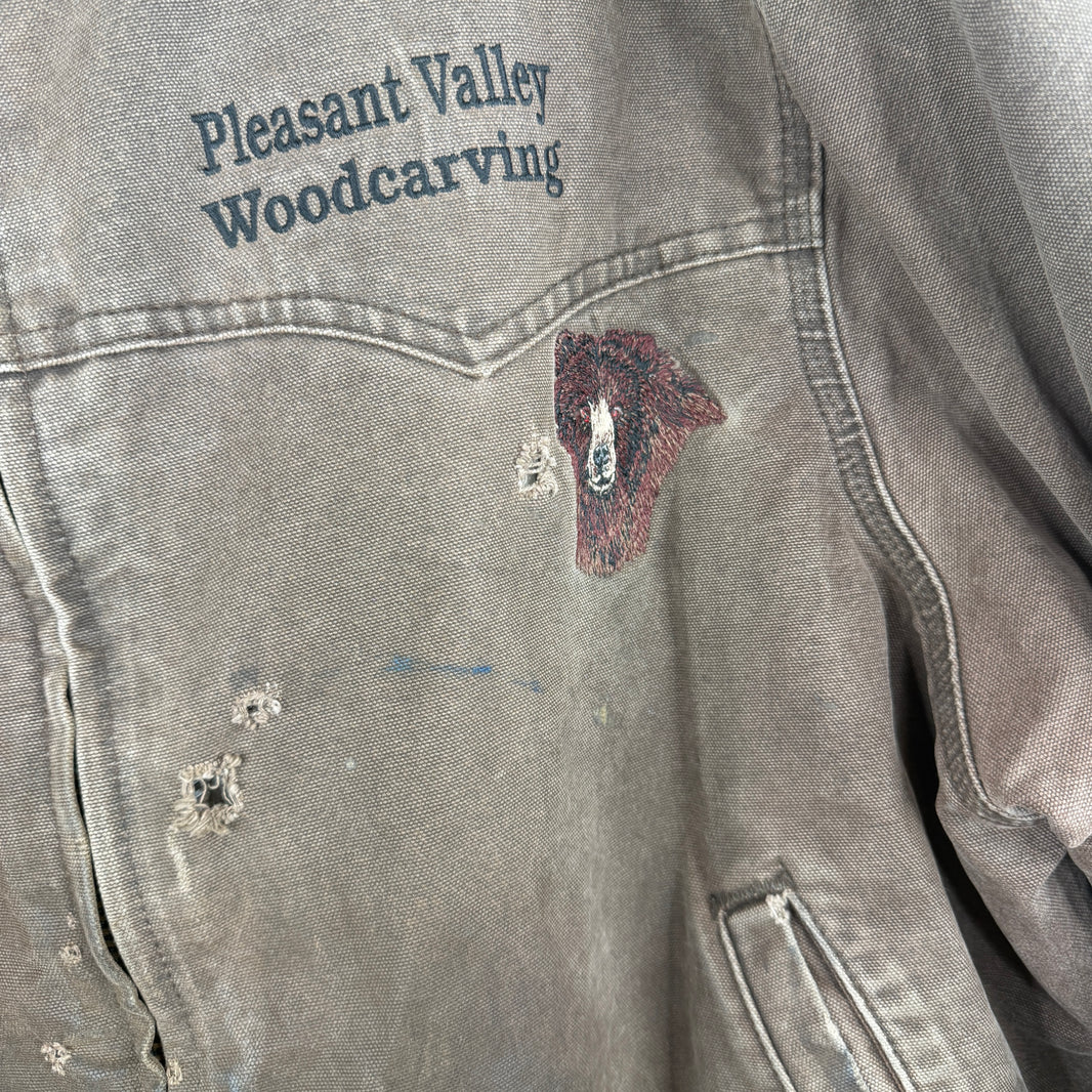 Vintage Carhartt Brown Santa Fe Pleasant Valley Woodcarving Jacket