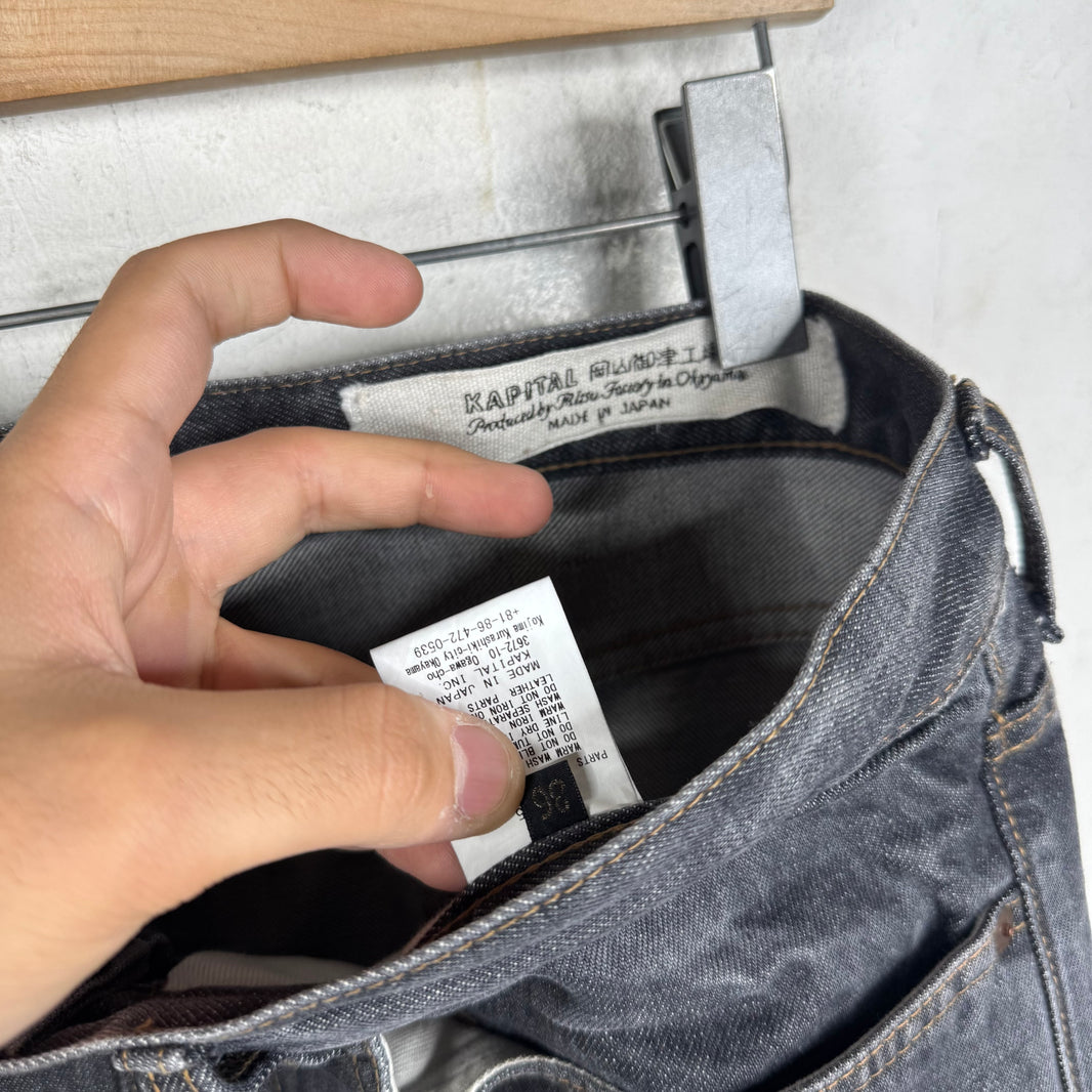 Kapital Charcoal Wash Flared Jeans