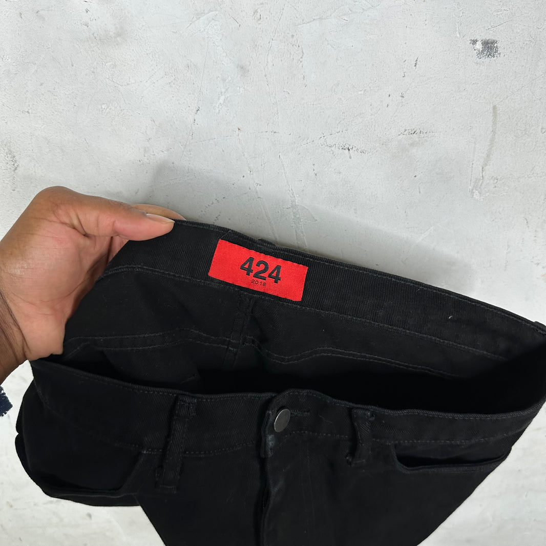 424 Black Straight Jeans