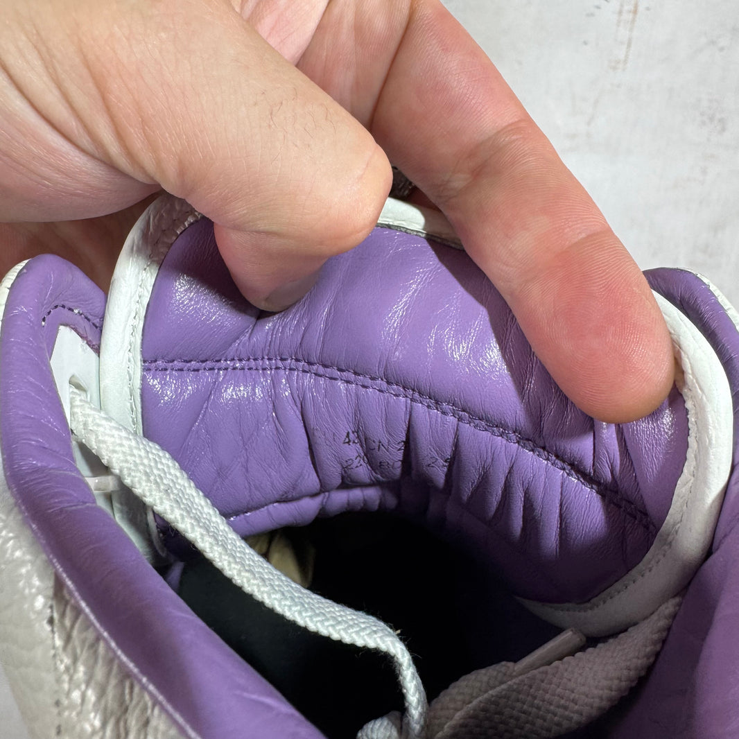 Acne Studios White/ Purple Leather Basketball Sneakers