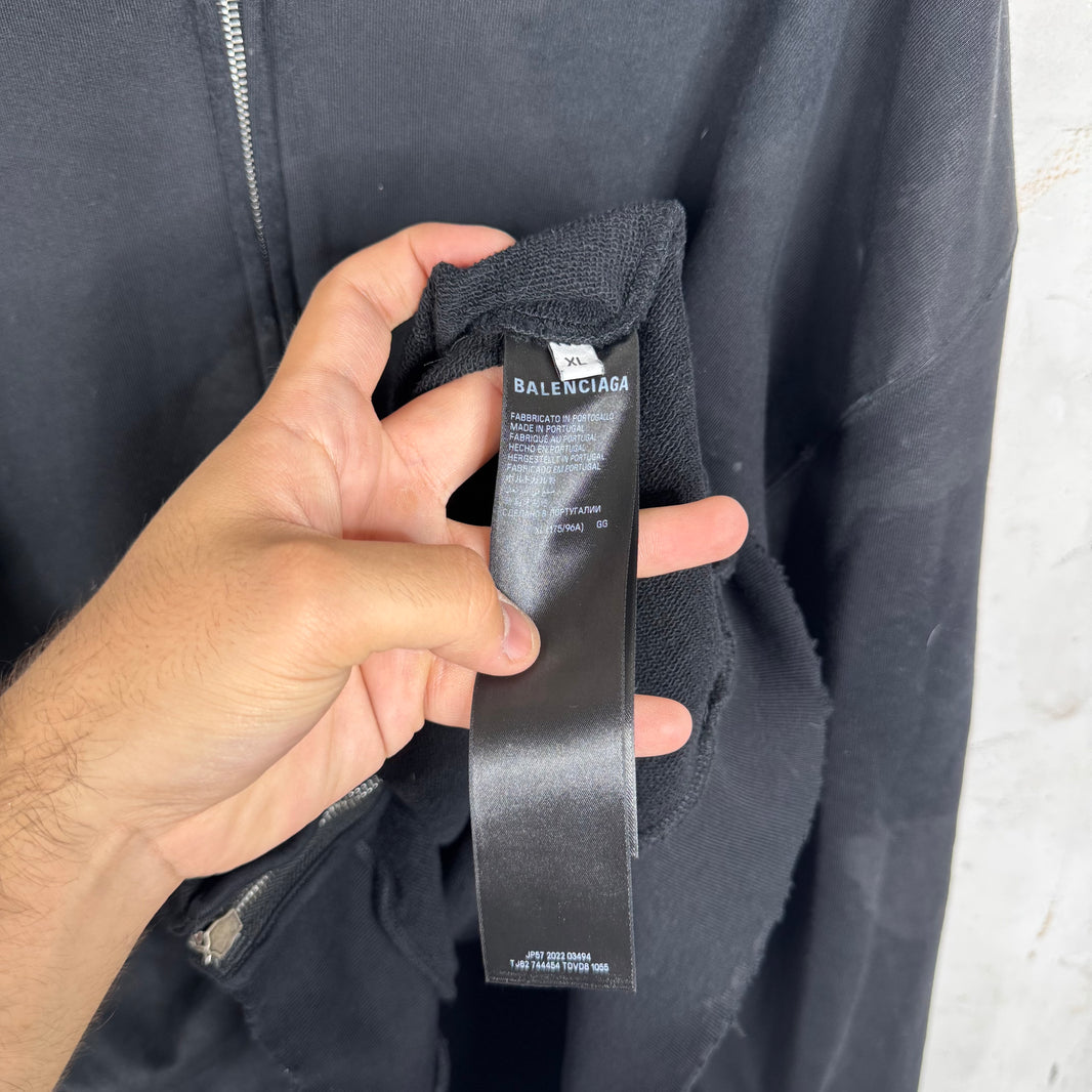 Balenciaga Heavy Metal Distressed Zip Hoodie